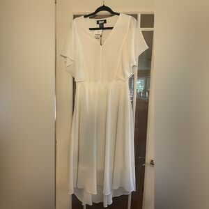 DKNY White V-neck Midi Dress